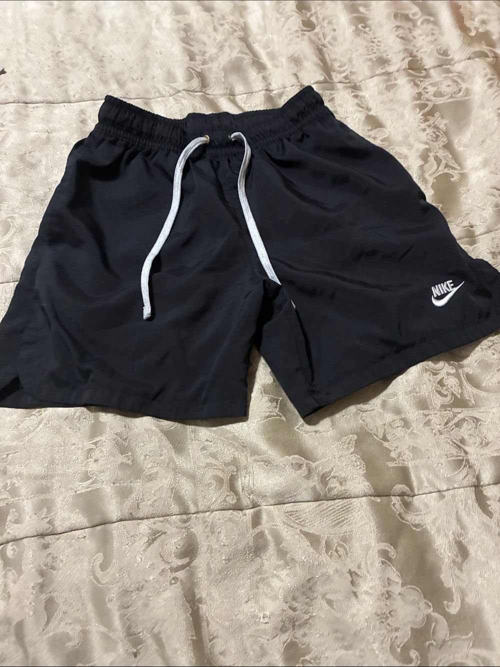 Nike Men’s Black Athletic Shorts with White Drawstring